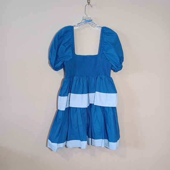 English Factory Colorblock Smocked Tiered Mini Dress Size M New - Picture 3 of 7